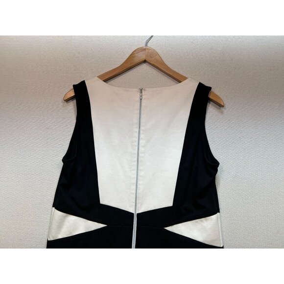 Renuar Womens Tank Midi Dress Sleeveless Stretch Size 14 Black White Back Zipper - Picture 11 of 12